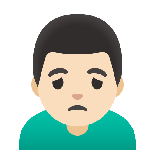 Google design of the man frowning: light skin tone emoji verson:Noto Color Emoji 15.0