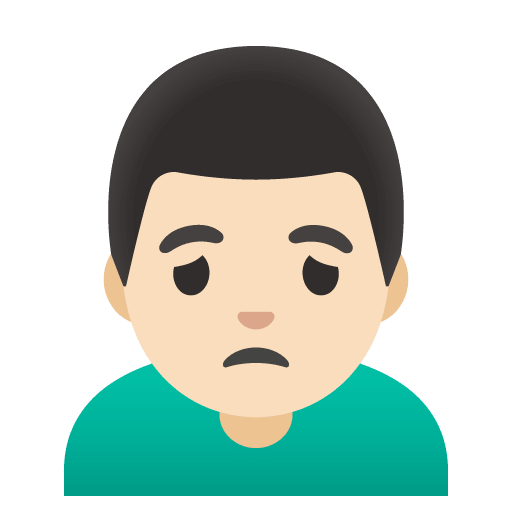 Google design of the man frowning: light skin tone emoji verson:Noto Color Emoji 15.0