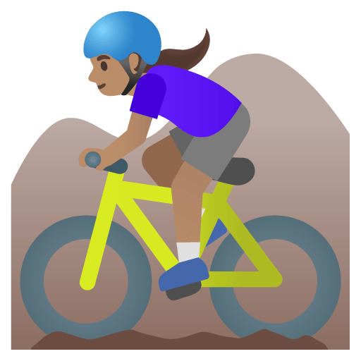 Google design of the woman mountain biking: medium skin tone emoji verson:Noto Color Emoji 15.0