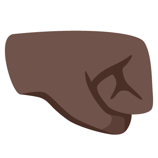Google design of the right-facing fist: dark skin tone emoji verson:Noto Color Emoji 15.0
