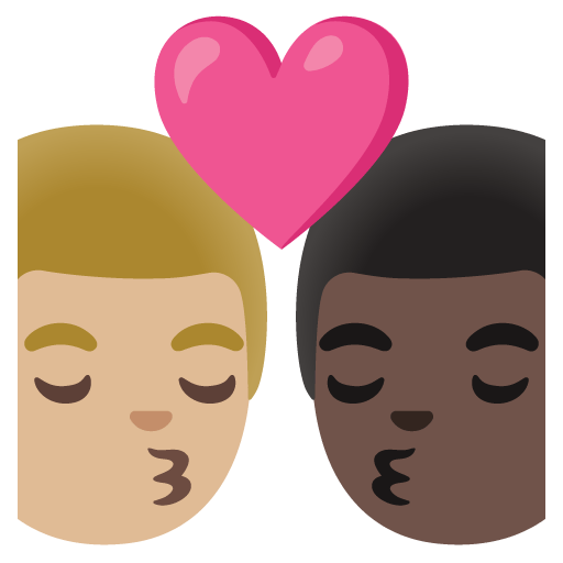 Google design of the kiss: man man medium-light skin tone dark skin tone emoji verson:Noto Color Emoji 15.0