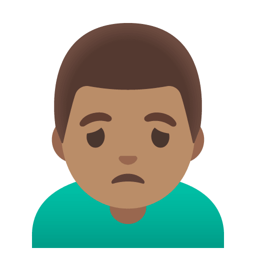 Google design of the man frowning: medium skin tone emoji verson:Noto Color Emoji 15.0