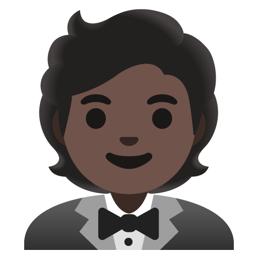 Google design of the person in tuxedo: dark skin tone emoji verson:Noto Color Emoji 15.0