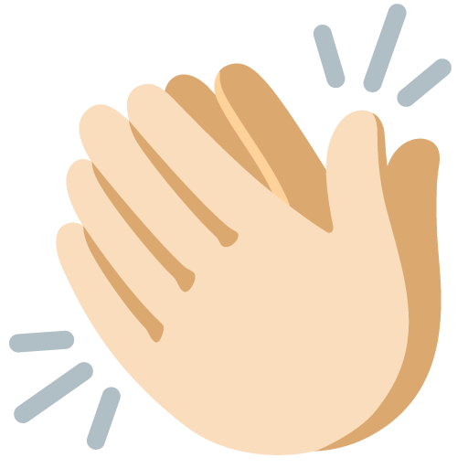 Google design of the clapping hands: light skin tone emoji verson:Noto Color Emoji 15.0