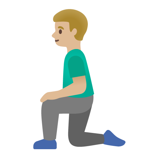 Google design of the man kneeling: medium-light skin tone emoji verson:Noto Color Emoji 15.0