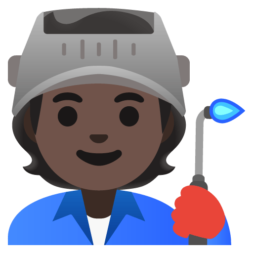 Google design of the factory worker: dark skin tone emoji verson:Noto Color Emoji 15.0