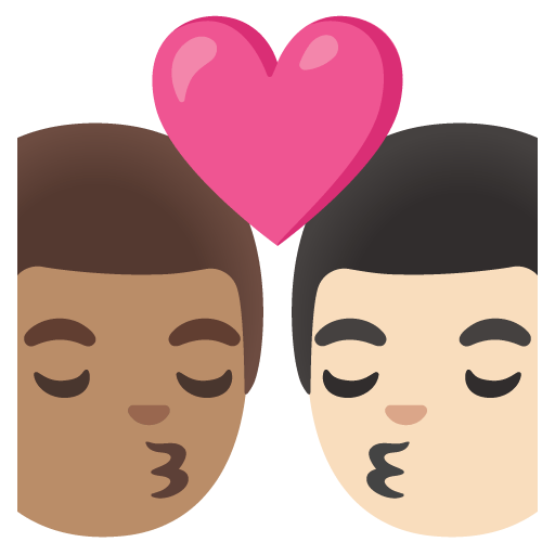 Google design of the kiss: man man medium skin tone light skin tone emoji verson:Noto Color Emoji 15.0