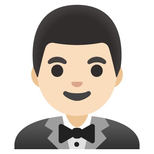 Google design of the man in tuxedo: light skin tone emoji verson:Noto Color Emoji 15.0