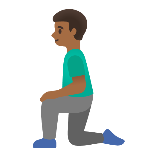 Google design of the man kneeling: medium-dark skin tone emoji verson:Noto Color Emoji 15.0