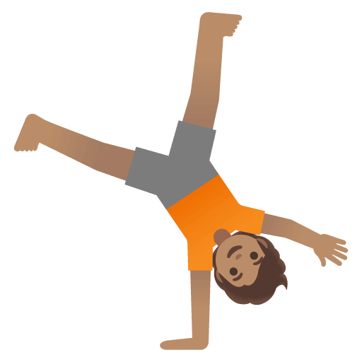 Google design of the person cartwheeling: medium skin tone emoji verson:Noto Color Emoji 15.0