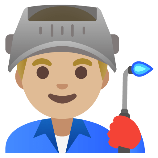 Google design of the man factory worker: medium-light skin tone emoji verson:Noto Color Emoji 15.0