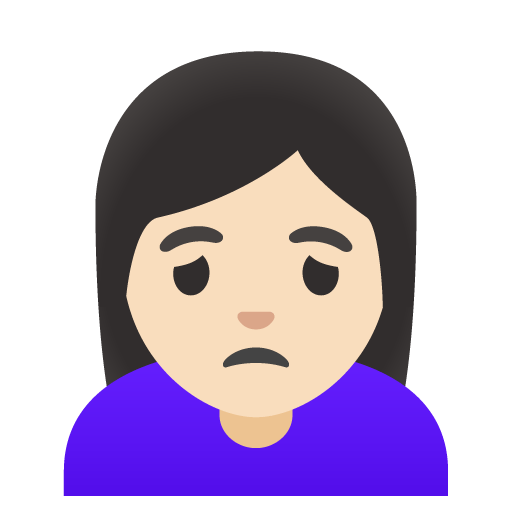 Google design of the woman frowning: light skin tone emoji verson:Noto Color Emoji 15.0