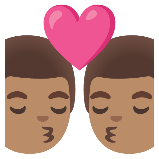 Google design of the kiss: man man medium skin tone emoji verson:Noto Color Emoji 15.0