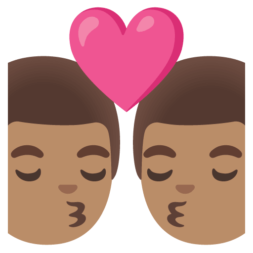 Google design of the kiss: man man medium skin tone emoji verson:Noto Color Emoji 15.0