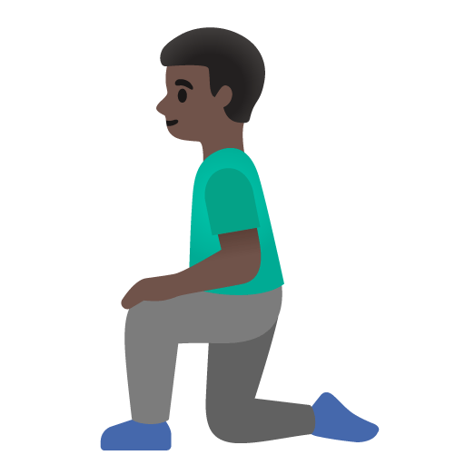 Google design of the man kneeling: dark skin tone emoji verson:Noto Color Emoji 15.0