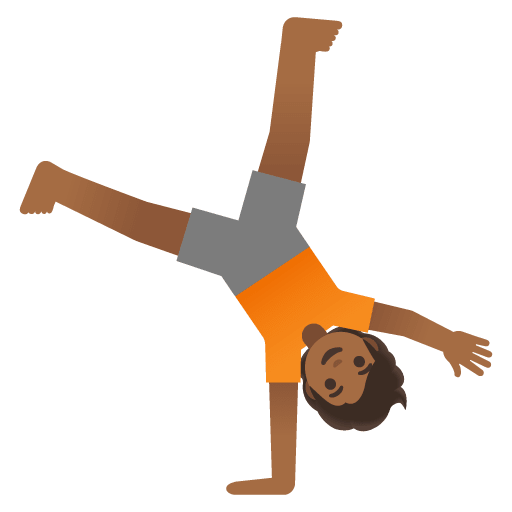 Google design of the person cartwheeling: medium-dark skin tone emoji verson:Noto Color Emoji 15.0