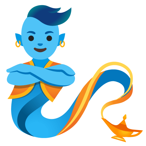 Google design of the genie emoji verson:Noto Color Emoji 15.0