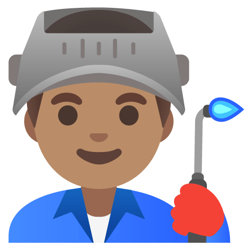 Google design of the man factory worker: medium skin tone emoji verson:Noto Color Emoji 15.0