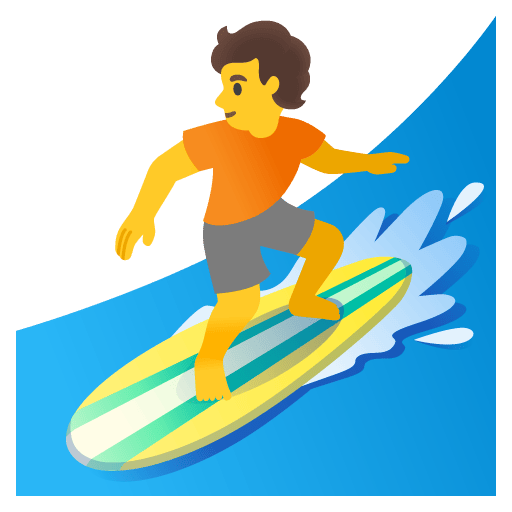 Google design of the person surfing emoji verson:Noto Color Emoji 15.0