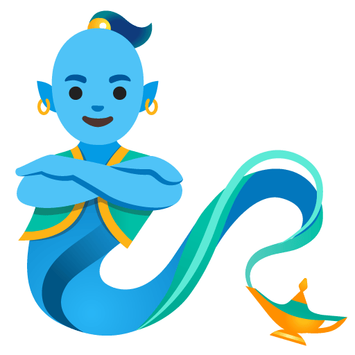 Google design of the man genie emoji verson:Noto Color Emoji 15.0