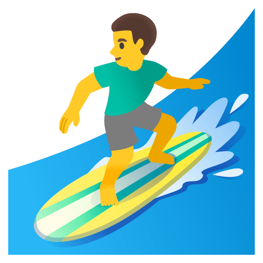 Google design of the man surfing emoji verson:Noto Color Emoji 15.0
