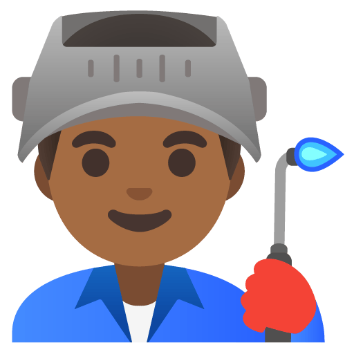Google design of the man factory worker: medium-dark skin tone emoji verson:Noto Color Emoji 15.0