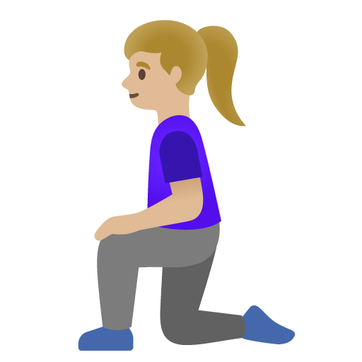 Google design of the woman kneeling: medium-light skin tone emoji verson:Noto Color Emoji 15.0