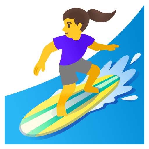 Google design of the woman surfing emoji verson:Noto Color Emoji 15.0