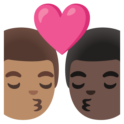 Google design of the kiss: man man medium skin tone dark skin tone emoji verson:Noto Color Emoji 15.0