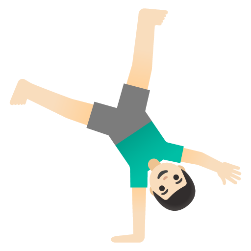 Google design of the man cartwheeling: light skin tone emoji verson:Noto Color Emoji 15.0