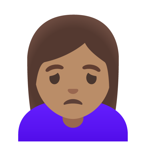 Google design of the woman frowning: medium skin tone emoji verson:Noto Color Emoji 15.0