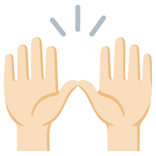 Google design of the raising hands: light skin tone emoji verson:Noto Color Emoji 15.0