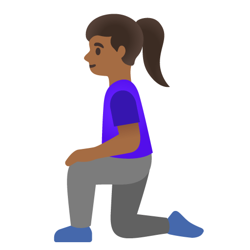 Google design of the woman kneeling: medium-dark skin tone emoji verson:Noto Color Emoji 15.0