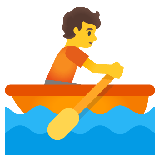 Google design of the person rowing boat emoji verson:Noto Color Emoji 15.0