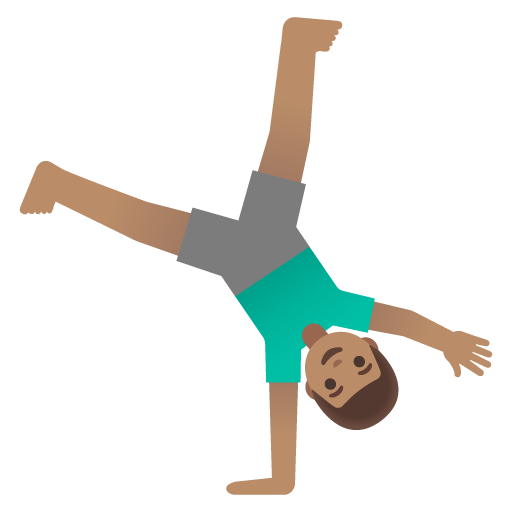 Google design of the man cartwheeling: medium skin tone emoji verson:Noto Color Emoji 15.0