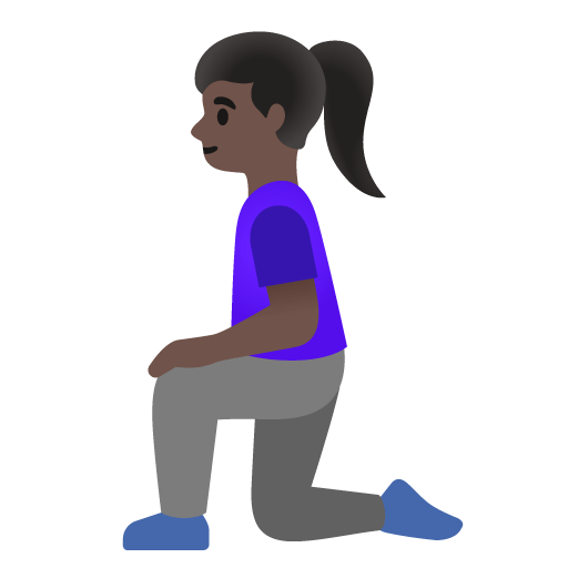 Google design of the woman kneeling: dark skin tone emoji verson:Noto Color Emoji 15.0