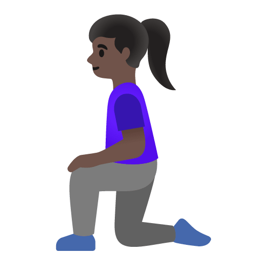 Google design of the woman kneeling: dark skin tone emoji verson:Noto Color Emoji 15.0
