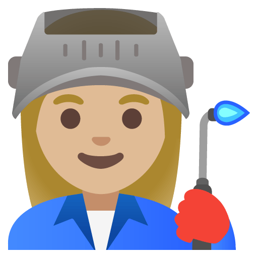 Google design of the woman factory worker: medium-light skin tone emoji verson:Noto Color Emoji 15.0