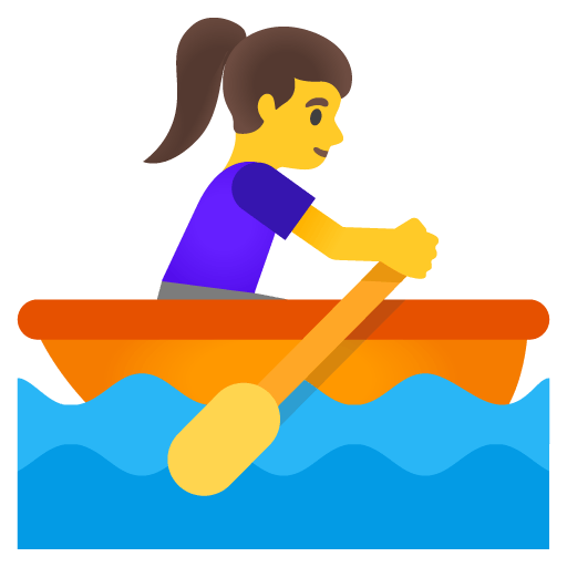 Google design of the woman rowing boat emoji verson:Noto Color Emoji 15.0