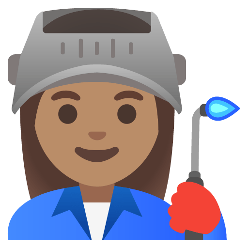 Google design of the woman factory worker: medium skin tone emoji verson:Noto Color Emoji 15.0