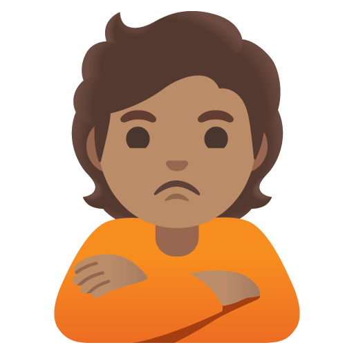 Google design of the person pouting: medium skin tone emoji verson:Noto Color Emoji 15.0