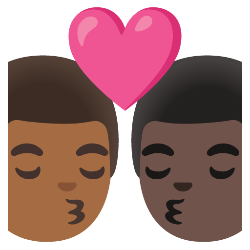 Google design of the kiss: man man medium-dark skin tone dark skin tone emoji verson:Noto Color Emoji 15.0