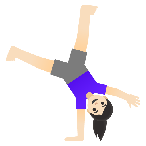 Google design of the woman cartwheeling: light skin tone emoji verson:Noto Color Emoji 15.0
