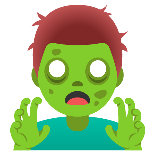Google design of the man zombie emoji verson:Noto Color Emoji 15.0