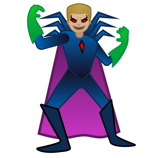 Google design of the man supervillain: medium-light skin tone emoji verson:Noto Color Emoji 15.0