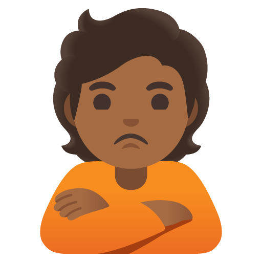 Google design of the person pouting: medium-dark skin tone emoji verson:Noto Color Emoji 15.0
