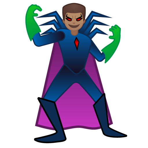 Google design of the man supervillain: medium skin tone emoji verson:Noto Color Emoji 15.0