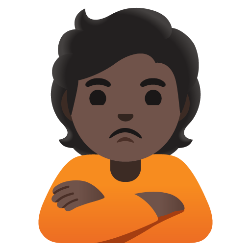 Google design of the person pouting: dark skin tone emoji verson:Noto Color Emoji 15.0