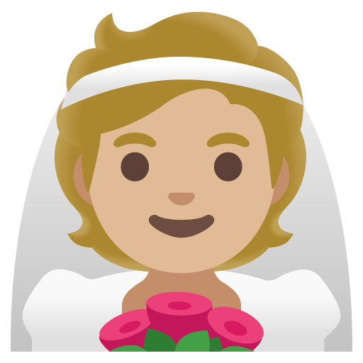Google design of the person with veil: medium-light skin tone emoji verson:Noto Color Emoji 15.0