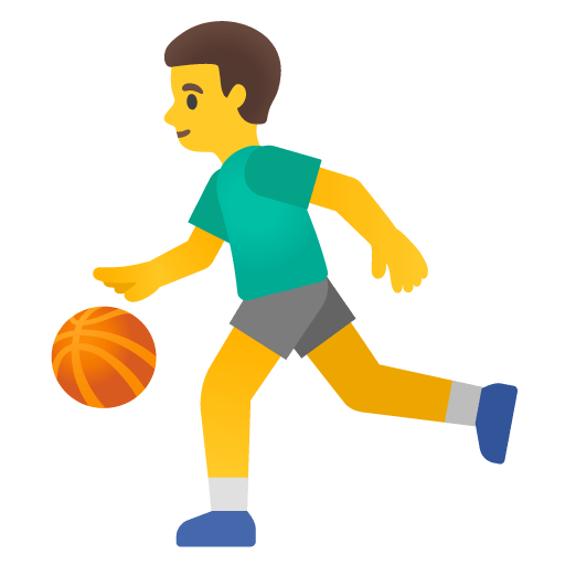 Google design of the man bouncing ball emoji verson:Noto Color Emoji 15.0